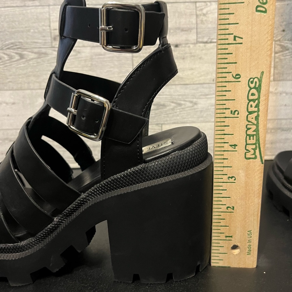 Steve Madden Black Chunky Platform Heels - Picture 8 of 9